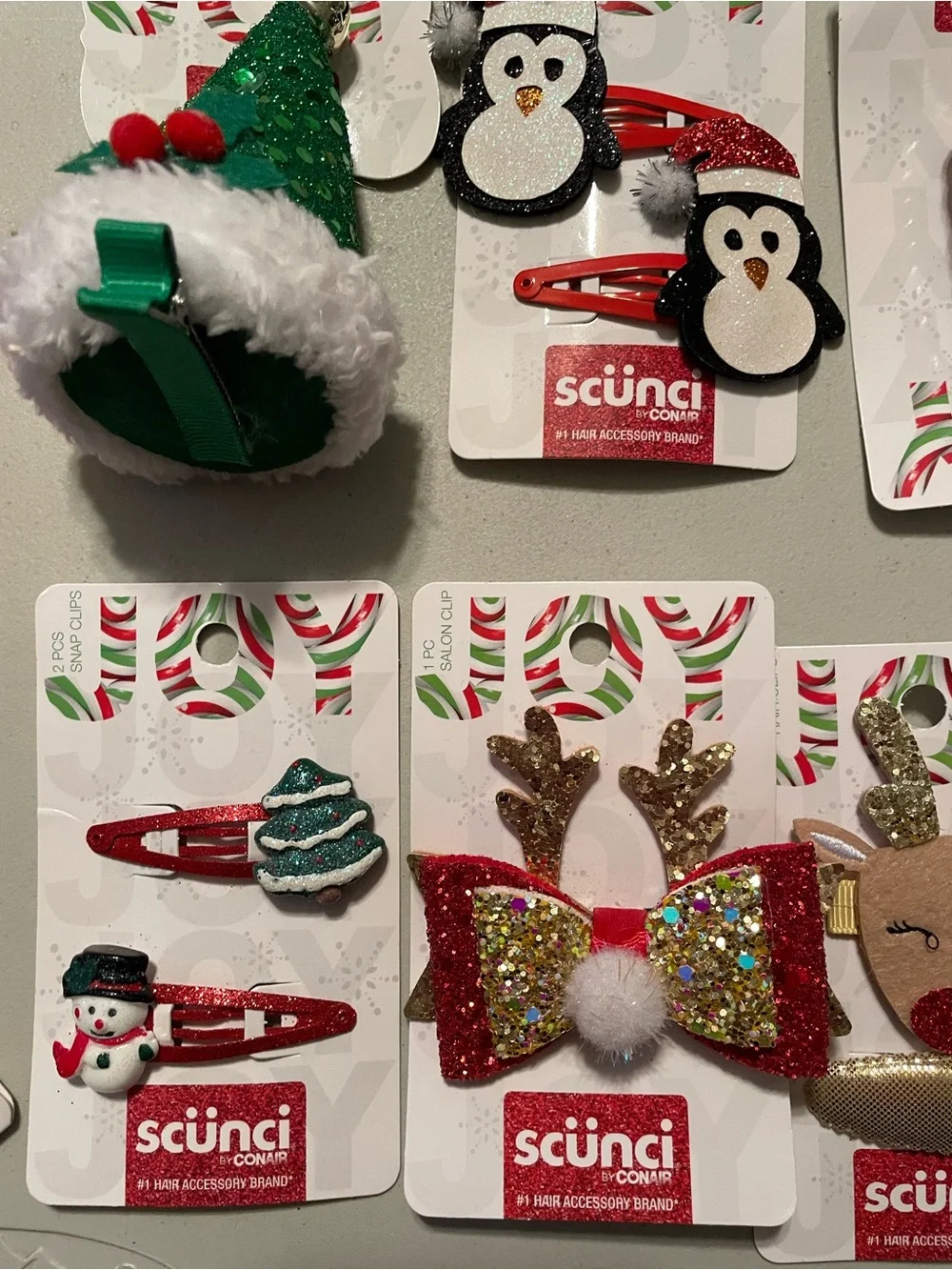 scunci Red, Green, White Holiday Kids Hair Bundle Christmas New